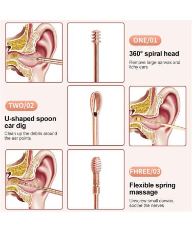 FZZDP 6Pcs/Set Stainless Steel Spiral Ear Wax Pickers - Gray Ear Wax Remover Curette & Cleaner Set - Buy Online on GoSupps.com