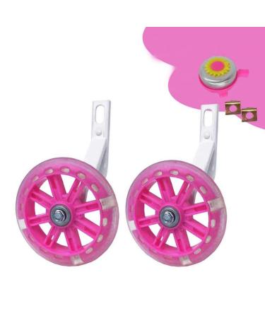 YTKD Training Wheels for Bicycle,Flash Mute Wheel Compatible for Bikes of 12 Inch 1 Pair Pink