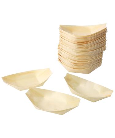 Firstrays 50x Finger Food - Bowls Boat" Biodegradable Wood 11 cm x 6.5 cm