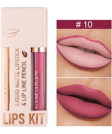 Matte Nude Lip Liner and Lipstick Makeup Set Matte Liquid Lipstick/Nude Lip Stain High Pigment Lipstick & Lipliner Pencil for Women Smooth Lip Color Makeup (10) - Buy Online on GoSupps.com