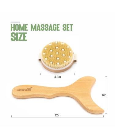 AIFEIVICO Wood Therapy Massage Tools & Dry Brush 2 Kit for Anti Cellulite Lymphatic Drainage | Body Brush, Massage Paddle, Gua Sha | Maderotherapy Set - Buy Online on GoSupps.com