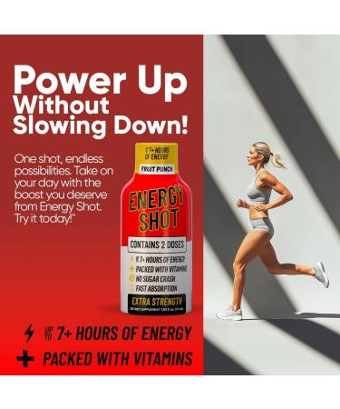 Fruit Punch Extra Strength Energy Shot 10 pk 260mg Natural Caffeine B12 B6 Energy & Focus Support 2 Servings Sugar Free Zero Calorie Green Tea B-Vitamins Electrolytes Vegan 1.93 fl oz - Buy Online on GoSupps.com