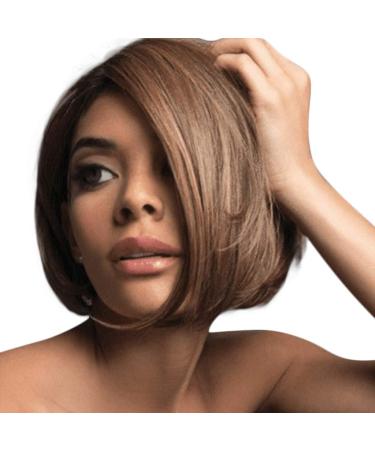 Shortly just women's wigs suces side parting pony charming women peruecke straight bob wig synthetic wig heat -resistant wig party real hair (brown)