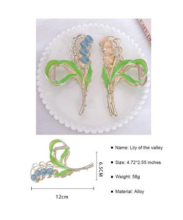 Blue Lily of the Valley Large Flower Hair Claw Clip for Women - Strong Metal Non-Slip Hair Clip for Thick and Thin Hair - Acetate Hair Accessories - Buy Online on GoSupps.com