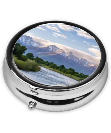 Grand Teton National Park Round Pill Box - 3 Compartment Mini Travel Organizer for Pills & Vitamins - Buy Online on GoSupps.com
