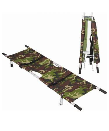 Lightweight Aluminum Alloy Folding Stretcher Portable Patient Transfer Stretcher Multi-Functional fire Emergency Medical Flat Stretcher Hospital Clinic Family Sports Venue Camouflage (Camouflage)