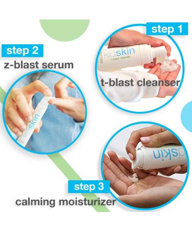 Kidskin Three-Step Acne Treatment Kit for Kids, Tweens, Teens - Face Wash, Serum, Moisturizer - Breakout Prevention for Boys & Girls - Made in USA - Buy Online on GoSupps.com