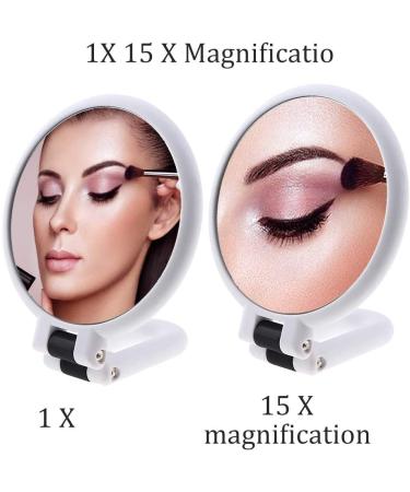 15x Magnifying Handheld Mirror - Double Sided Travel Folding Makeup Mirror - Buy Online on GoSupps.com