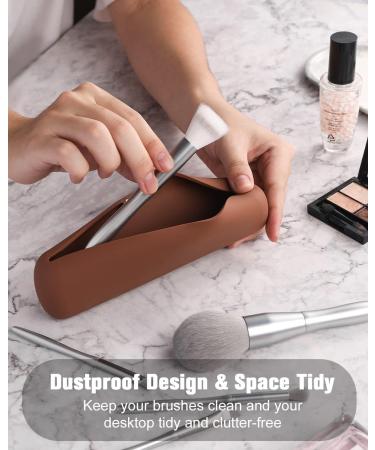 FERYES Travel Makeup Brush Holder - Dark Brown | Stylish & Portable Storage for Beauty Essentials - Buy Online on GoSupps.com