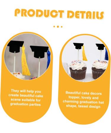 Artibetter 12pcs Graduation Season Card Student Gifts Fringe Trim Mini Top Hat Graduation Party Hat Topper Cupcake Toppers Diploma Cupcake Picks Graduation Party Caps Topper Finished Product Yellow 10X3.8X3.8CM - Buy Online on GoSupps.com