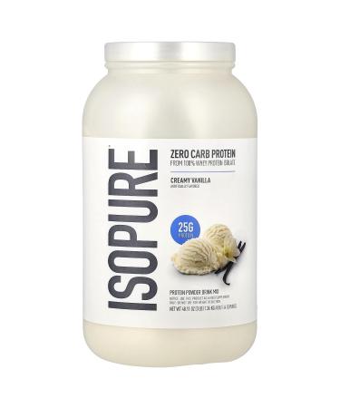 Isopure Zero Carb Protein Powder 100% Whey Protein Isolate Flavor: Creamy Vanilla 3 Pounds