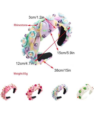 vreplrse Durable And Reliable Jeweled Wide Top Knot Headband For Long-lasting Beauty Polyester Rhinestone Pearl Knot Headbands Blue purple - Buy Online on GoSupps.com