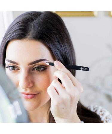 OCBA 4 Pcs Black Tweezers for Facial Hair Women & Men - Professional Stainless Steel Eyebrow Tweezers for Ingrown Hair on Nose, Ear - Precise Grooming of Eyebrows - Buy Online on GoSupps.com