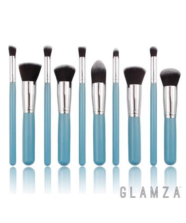 Glamza Makeup Brush Set 10 Pieces Blue - Buy Online on GoSupps.com