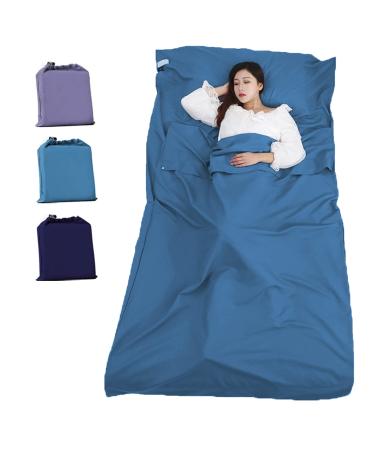 Sleeping Bag Liner Portable Travel Camping Sheets Lightweight and Compact Sleeping Sack Sheets for Adults Comfortable Liners for Traveling Hotel Camping Picnic Hostels Backpacking Blue 82.7x45''