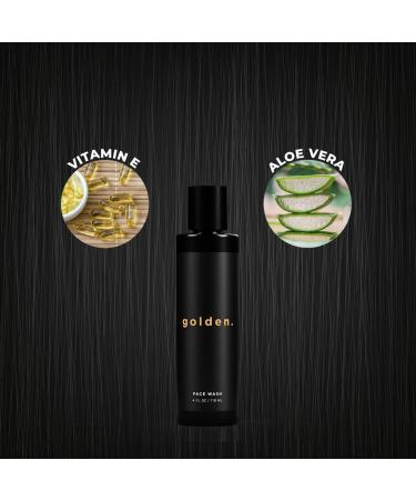 Golden Grooming Co. Men's Face Wash - Aloe Vera & Vitamin E Facial Cleanser for Sensitive & Oily Skin - Organic Daily Foaming Cleanser - 4 oz - Buy Online on GoSupps.com