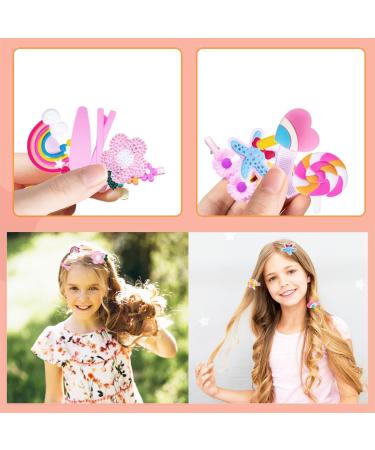 14PCS Sweet Girl Hair Clips Set - Pink Candy Ice Cream Flower Barrettes for Children, Baby Hair Accessories - Cartoon Hairpins for Kids - Buy Online on GoSupps.com
