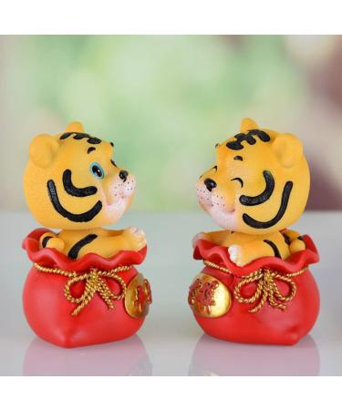 ORFOFE Digital Dash 1pc Year of The Tiger Bobble Head Ornament Crafts Office Resin Shake Your Head Red Fengshui Statue Red 1 6X6X9.5CM - Buy Online on GoSupps.com
