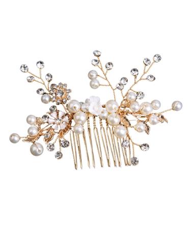 DOITOOL Pearl Comb Bridal Hair Accessories for Wedding Pearl Hair Clips Wedding Hair Accessories Girls Hair Accessory Prom Hair Tiara Bridal Headdress Hair Piece Bride Alloy Crown