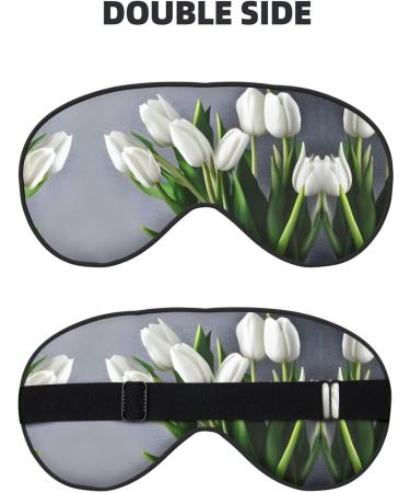 Buy White Tulips Double-Sided Sleep Eye Mask - Soft Comfort Blindfold with Adjustable Strap | Block Out Light - Buy Online on GoSupps.com