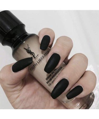 Matte Press on Nails Black Long Coffin Fake Nails Artificial Full Cover False Nails for Women and Girls