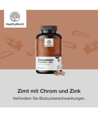 Be Healthy Group doo Cinnamon with Chromium and Zinc 240 Vegetable Capsules Vegetarian High Dosage 4month supply Top Quality 3 Active Ingredients Support Blood Sugar Levels - Buy Online on GoSupps.com