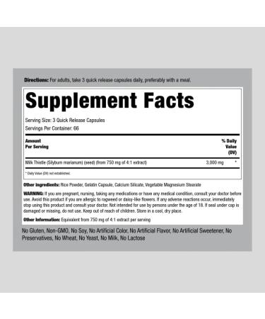 Piping Rock Milk Thistle Extract 3000mg 200 Capsules | Herbal Non-GMO Gluten-Free Supplement - Buy Online on GoSupps.com