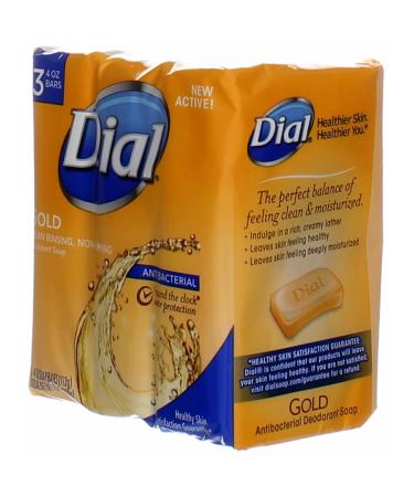 Dial Antibacterial Deodorant Soap Gold 4oz 3 Bars, Fresh Scent, 12 Count Value Pack - Buy Online on GoSupps.com