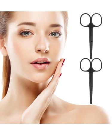 PATKAW Nose Hair Scissors 2 Pack - Stainless Steel Rounded & Blunt Tip Facial Hair Scissors for Eyebrow Nose & Beard Care - Buy Online on GoSupps.com