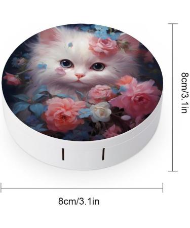 Portable Kitten Cat Contact Lens Travel Kit - Cute Floral Design with Mirror for Daily Outdoor Use - Buy Online on GoSupps.com