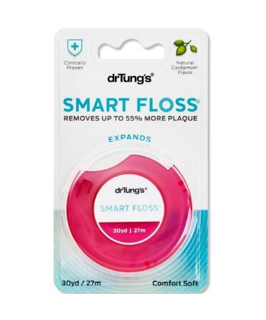 DrTung's Smart Floss - Natural Floss, PTFE & PFAS Free Floss, Gentle on Gums, Expands & Stretches, BPA Free Floss - Natural Dental Floss Cardamom Flavor (Pack of 3) 3 Count (Pack of 1)