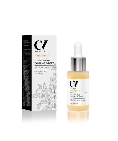 Age Defy+ Liquid Gold Brownish drops 30 ml |Anti-aging self-tanner from Cha V htz |Self -tanning drops for the face and body |Adjust the tan yourself |Paraben -free |Animal test -free vegan