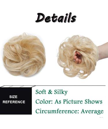 Honey Blonde & Bleach Blonde Messy Updo Hair Bun Extension - Curly Hair Scrunchie Ponytail Chignon - Buy Online on GoSupps.com
