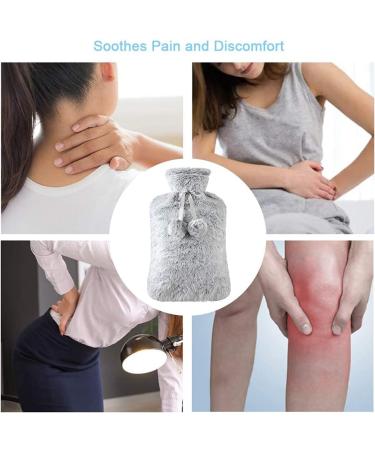 Vicloon 2L Hot Water Bottle with Soft Fluff Cover - Neck, Back, Waist Warmer - Beige-grey - Gift for Birthday, Christmas, Father's & Mother's Day - Buy Online on GoSupps.com