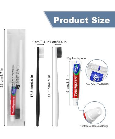 Disposable Travel Toothbrushes with Toothpaste - Pack of 20 Individually Wrapped for Homeless Hotels Airbnb & Charities - Bulk Black & White Kits - Buy Online on GoSupps.com