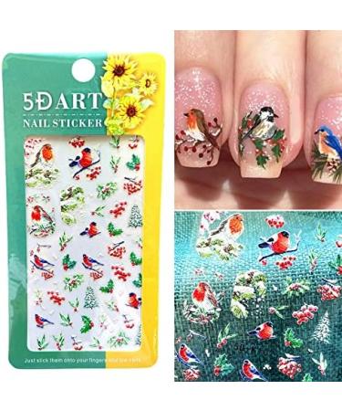 5D Nail Stickers Christmas Stereoscopic Embossed Nail Art Stickers Decals with Adhesive 5D Christmas Sticker Decoration for Women Girl Children Kids (Christmas) - Buy Online on GoSupps.com
