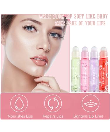 Aaiffey Hydrating Plumping Lip Oil Fruit-Flavored Roll-on Lip Balm Kit - 4pcs - Buy Online on GoSupps.com