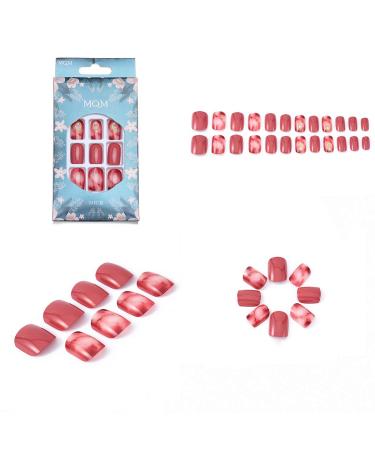 Sethexy Square Short Acrylic Nails - Shiny Salmon Chic Press-On Fingernails (24 Pieces) for Women & Girls | International Shipping Available - Buy Online on GoSupps.com