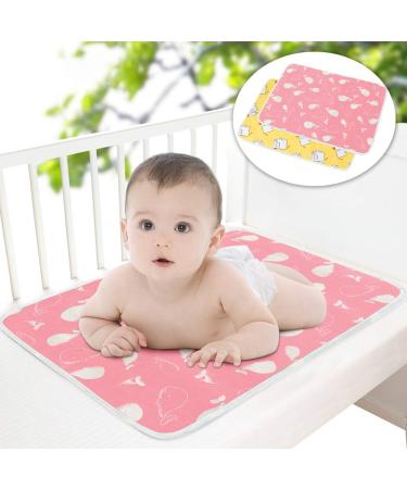 2 Pcs Baby Diaper Changing Pad ALBOYI Newborns Waterproof Diaper Pad Reusable Nappy Multi Function Washable Mat for Home and Outdoor(Pink/Yellow)