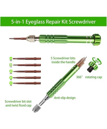 Dewedrt 5 in 1 Mini Screwdriver Glasses Screwdriver Magnetic Screwdriver Set for Watches Green - Buy Online on GoSupps.com