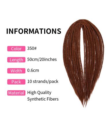DSoar 20 Double Ended Synthetic Dreadlocks - 10 Strands Crocheted Braided Hair Extensions for Hip-Hop & Reggae Style - Soft & Thin 0.6cm - Buy Online on GoSupps.com