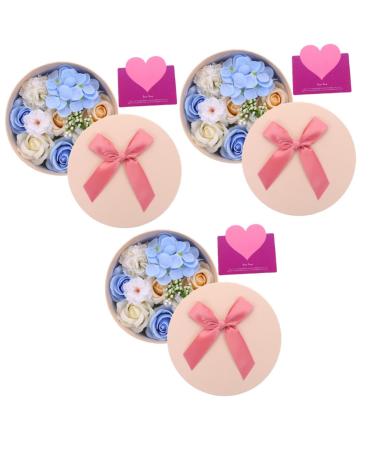Housoutil 3 Boxes Preserved Flower Decoration Mothers Soap Flowers Gift Artificial Soap Flowers Soap Rose Flower Petals Rose Soap Flowers Christmas Decorations Fragrance 16.2X16.2X8.2CMx3pcs Bluex3pcs
