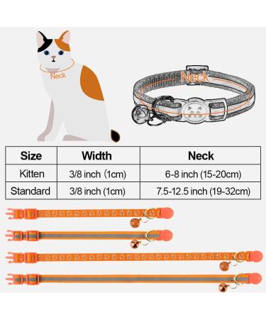 Taglory Reflective Cat Collar 2-Pack - Adjustable Safety Clasp & Bell for Kittens | 15-20cm Orange - Buy Online on GoSupps.com