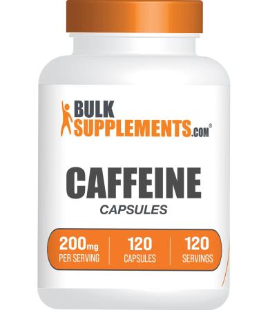 BULKSUPPLEMENTS.COM Caffeine Capsules - Caffeine Pills 200mg - Caffeine Capsule - Stay Awake Pills - Caffeine Supplements - 1 Caffeine Pill per Servings - 120-Day Supply (120 Capsules) 120 Count (Pack of 1)