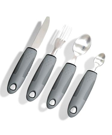 Yuflen 4 Party Easy Grip cutlery set cutlery with thick grip disabled eating aid cutlery slide -resistant handles for disabled arthritis Parkinson's older people or people with tremors
