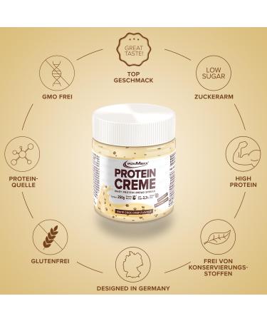 Ironmaxx Protein Creme - White Choc Crisp | 250g High Protein Spread | Low Carb & Low Sugar | Healthy Bread Topping - Buy Online on GoSupps.com
