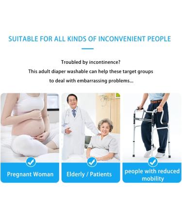 Reusable Adults Diapers for Incontinence Care - Washable Protective Underwear with Velcro Design in Blue - Waistline 19.68-49.60 inch - Buy Online on GoSupps.com