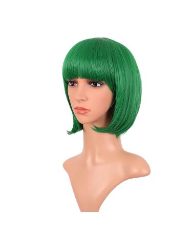 MapofBeauty 12 Fashion Lady Short Straight Bob Wig with Flat Bangs in Green - Buy Online on GoSupps.com