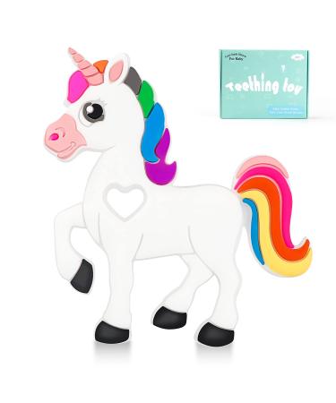 Teething Toys - HAOBAOBEI Infant Unicorn Teether Toys  Natural Organic Freezer Safe for Infants and Toddlers  Silicone Baby Teethers(1Pack-White) Unicorn Teethers - White - 1 Pack
