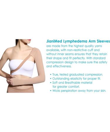 Lymphedema Arm Sleeve with Shoulder Strap & Gauntlet | Graduated Compression 20-30 mmHg | Blood Circulation Support for Swelling | Taiwan Excellence - Beige L - Buy Online on GoSupps.com